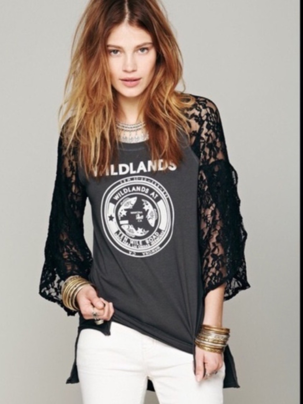 Free People Black Lace Top